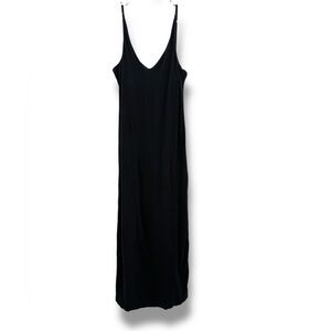 J.Crew Maxi Slip Dress Women’s Size Large Black Sleeveless V-Neck Minimalist